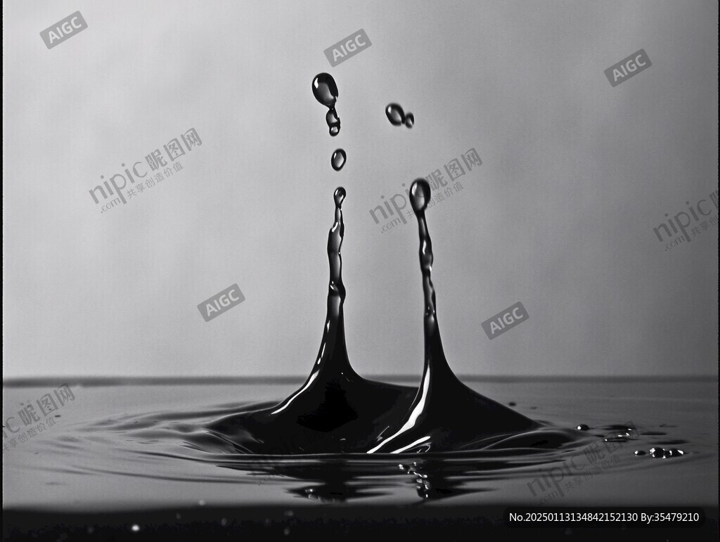 水滴落水瞬間