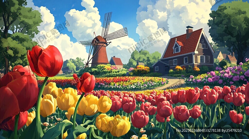 荷蘭歐洲插畫素材背景