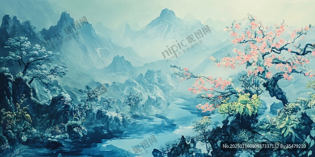 迎客松油畫