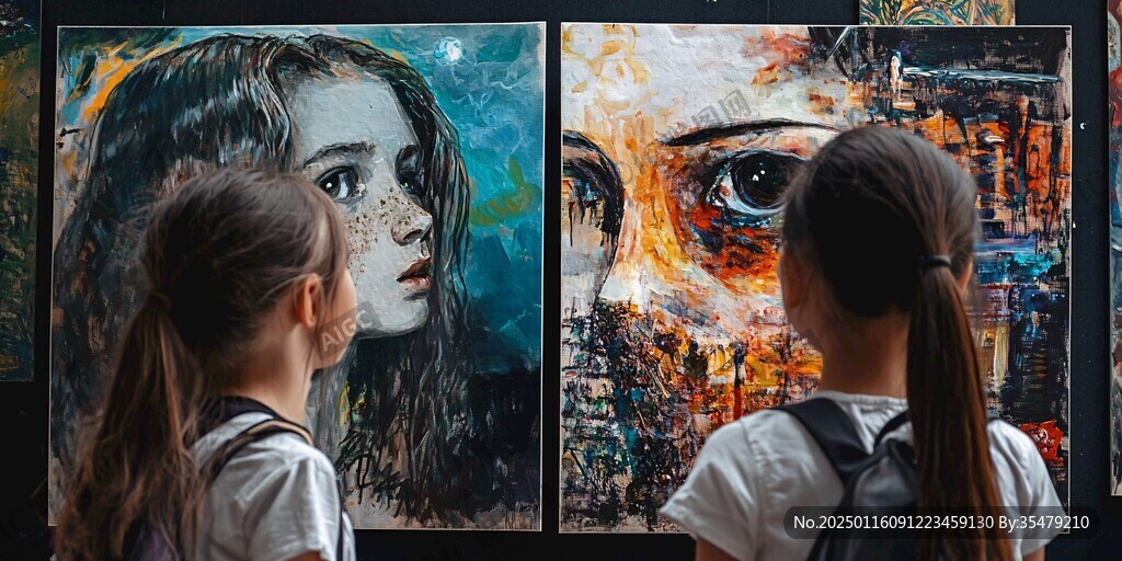 看畫展的女孩