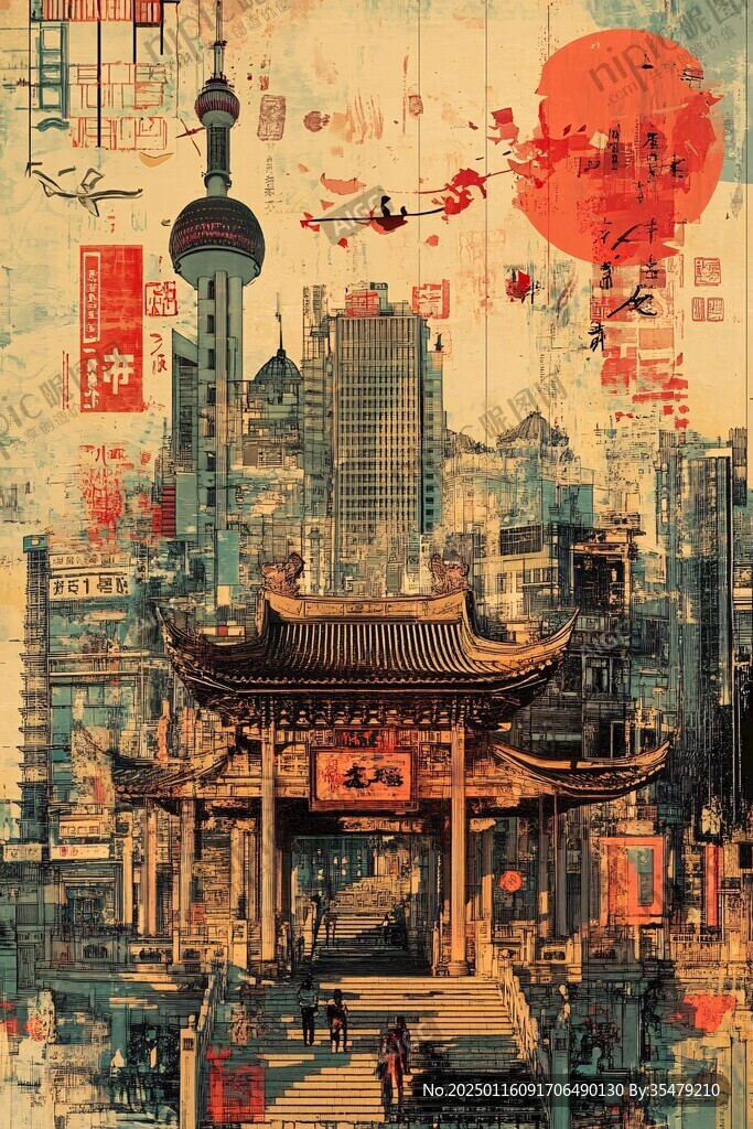 古風(fēng)裝飾畫藝術(shù)城市