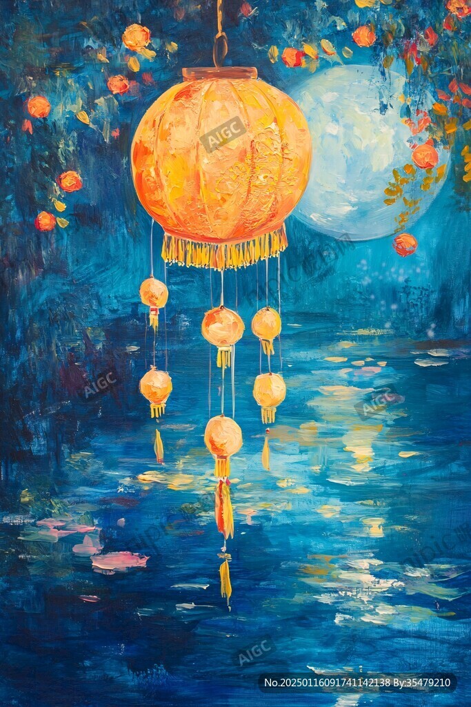月夜油畫