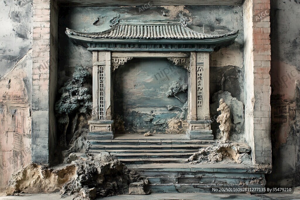 梁祝故事場景泥塑