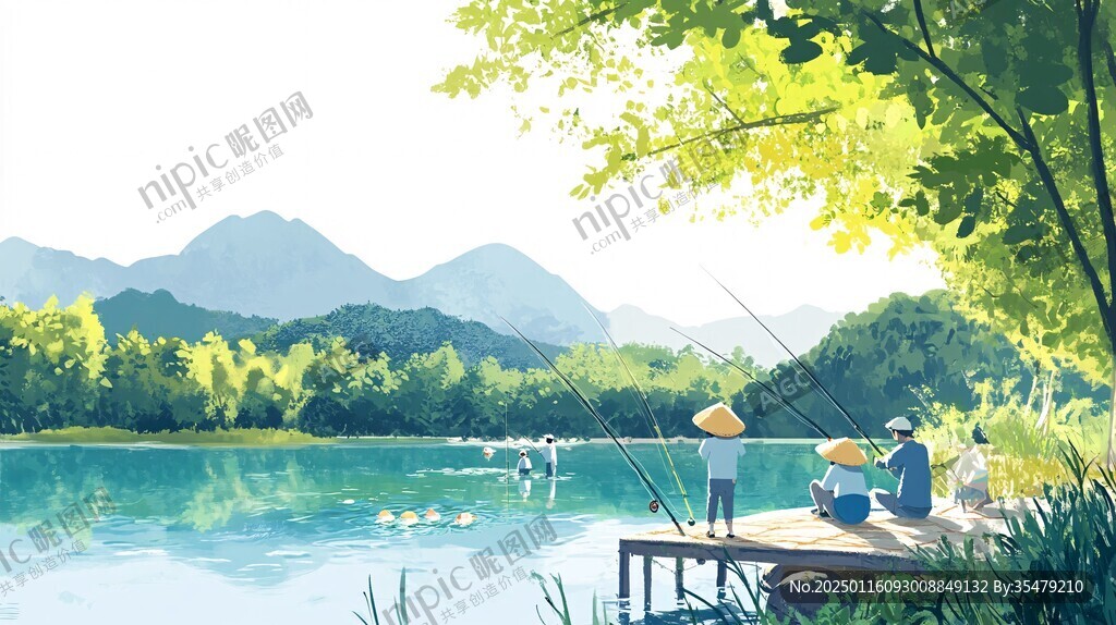 垂釣插畫