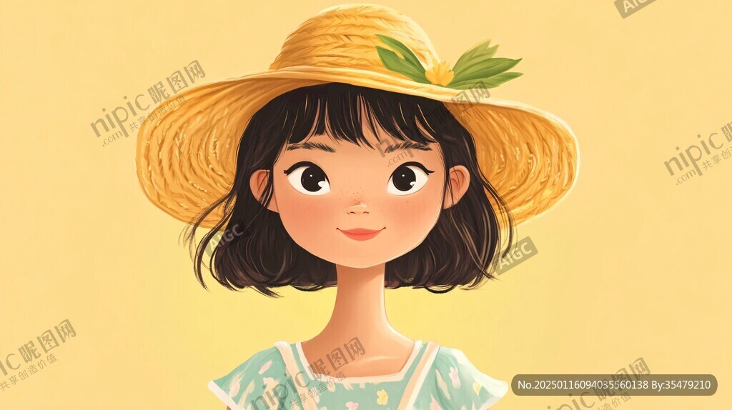戴草帽少女