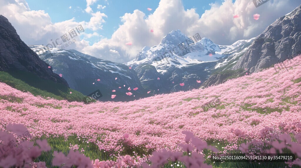 唯美夢幻花田場景