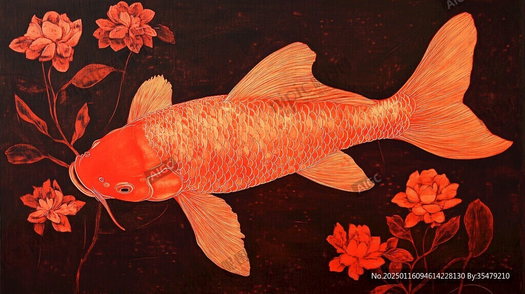 紅鯉魚手繪