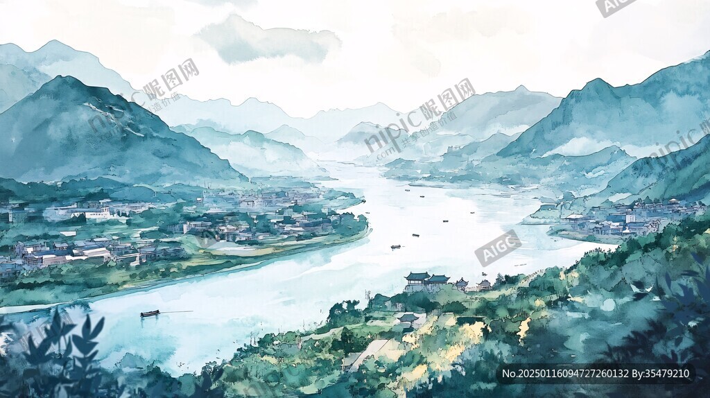 融水縣風光插畫