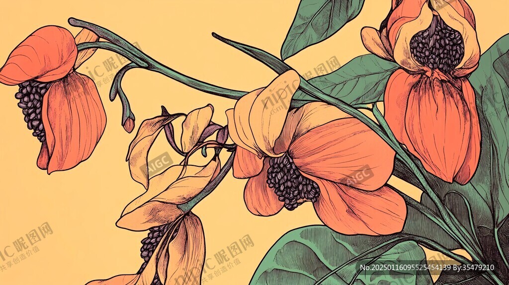 燈籠花插畫