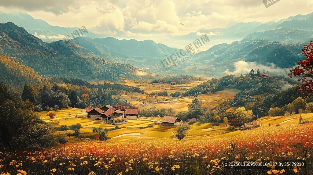 高清寬幅田園山水