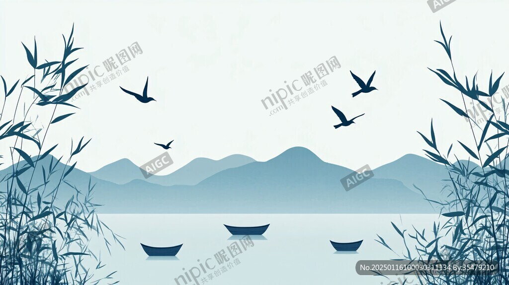 蘆葦山水背景