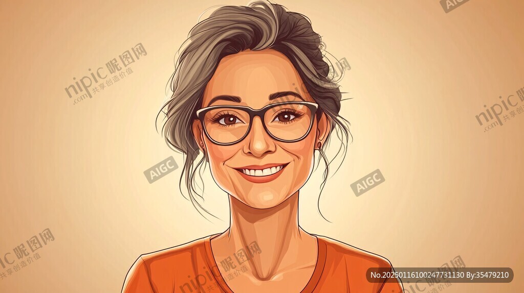 中年婦女插畫