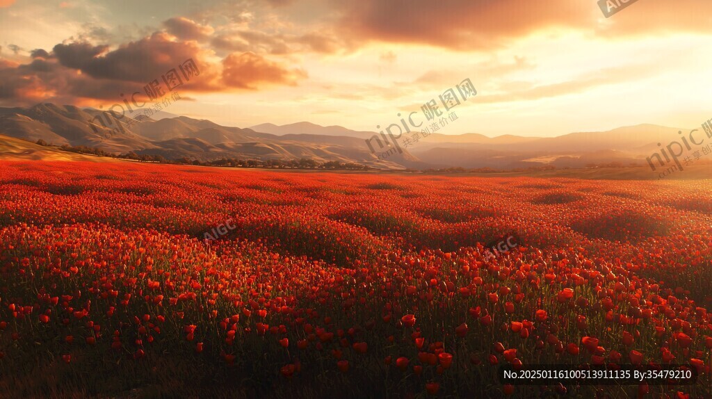 唯美夢幻花田場景