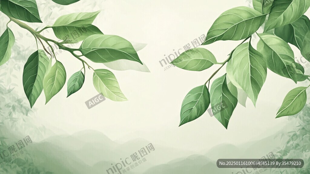 唯美綠核桃葉背景