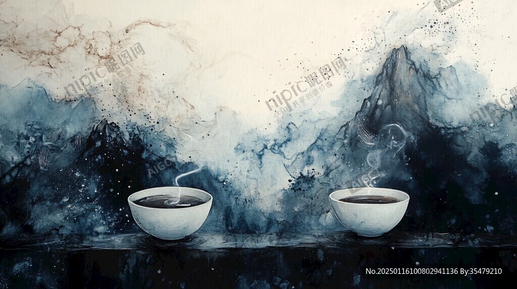 禪茶插畫