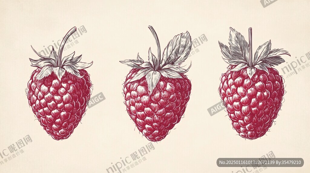 樹莓形象插畫