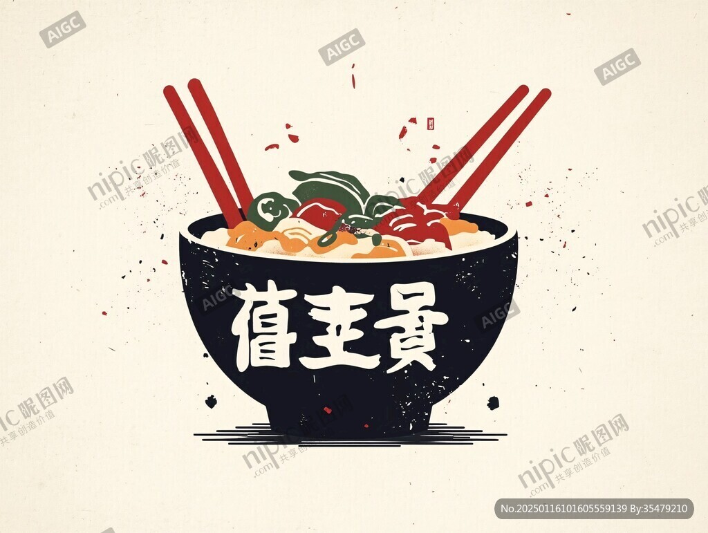 酸辣粉名片插畫
