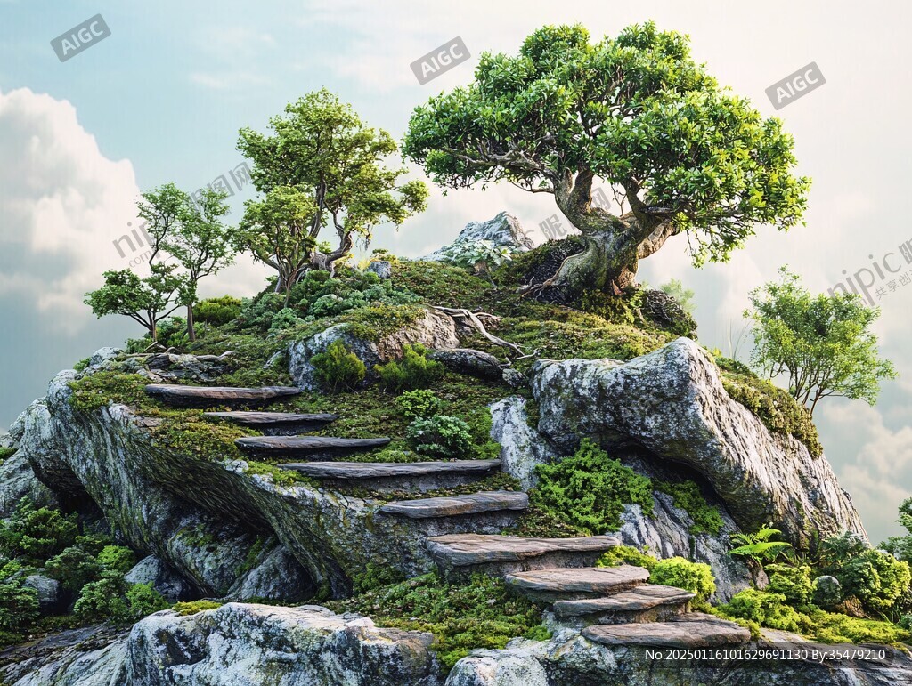 山間小路登山步道大樹(shù)