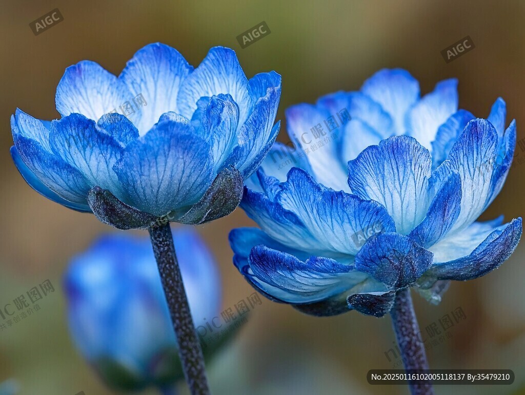 藍(lán)色瓜葉菊花蕊