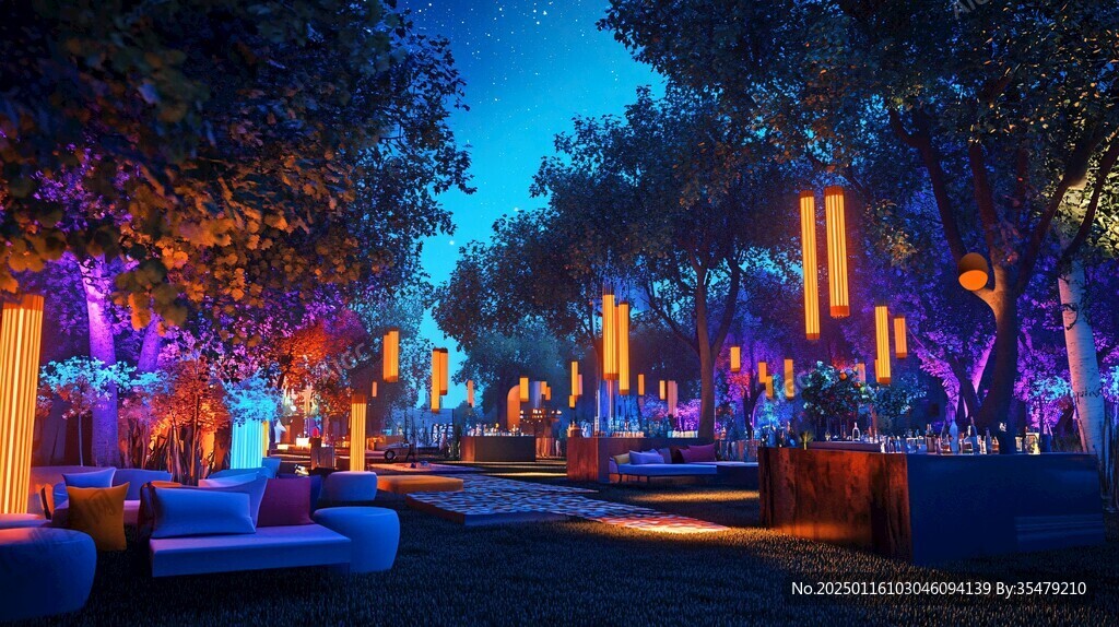 休息區(qū)夜景效果圖