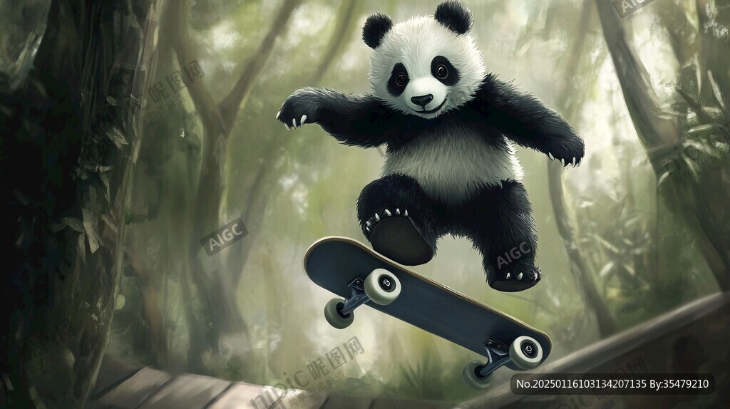 玩滑板熊貓