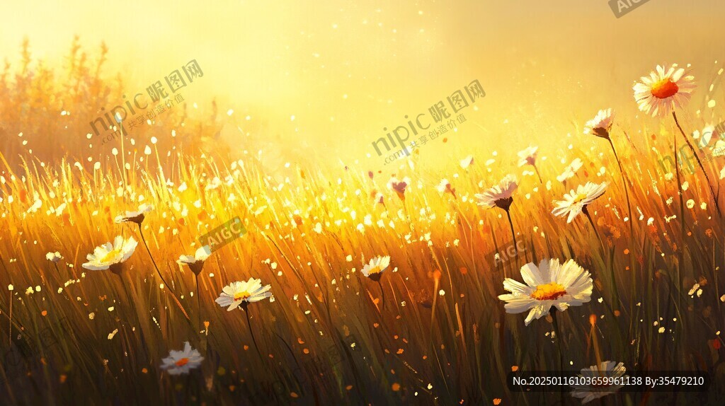 日落下的花叢