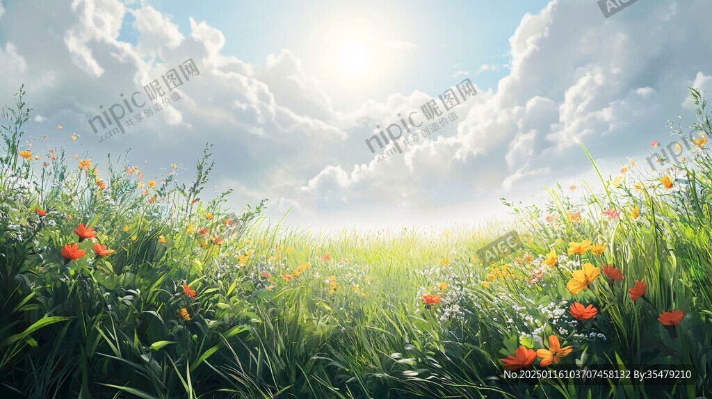 唯美夢幻花田場景