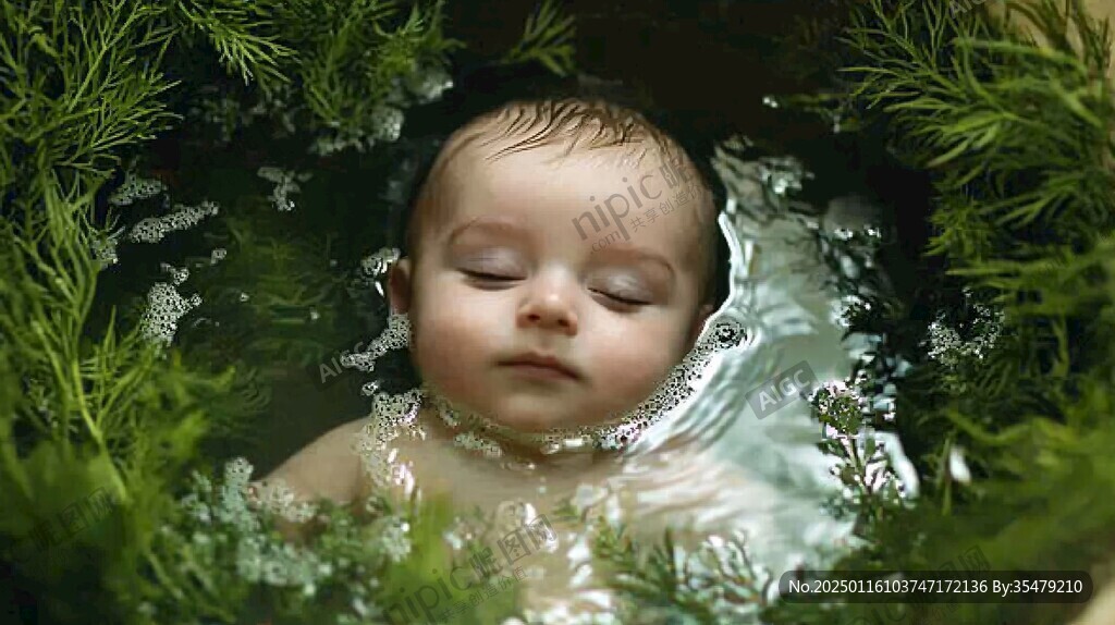 水中的嬰兒