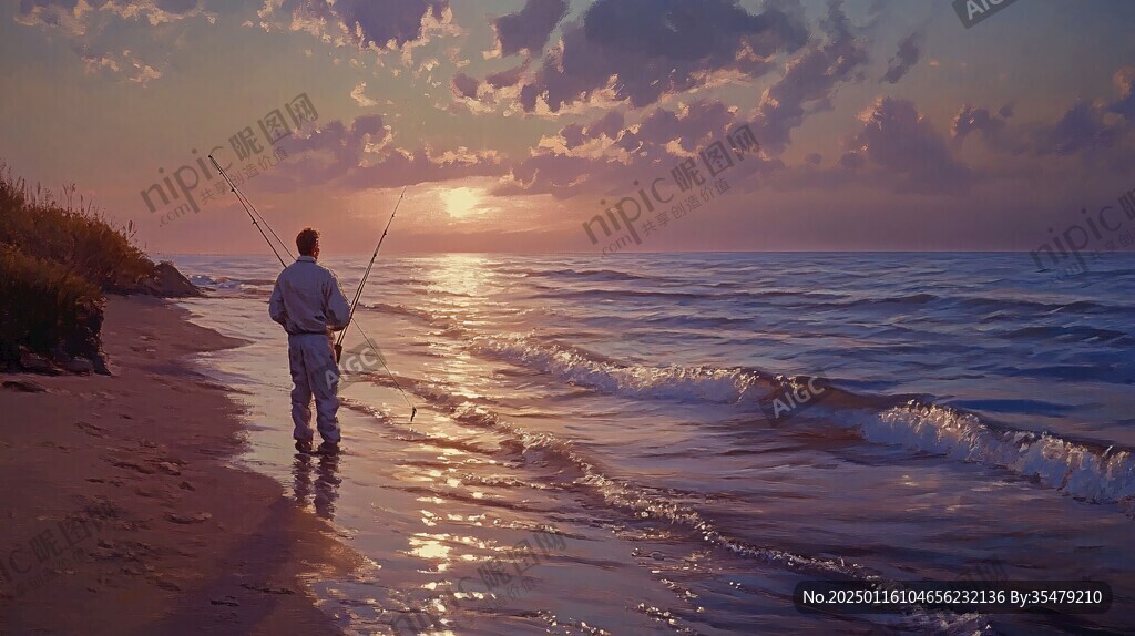 海濱釣魚場景