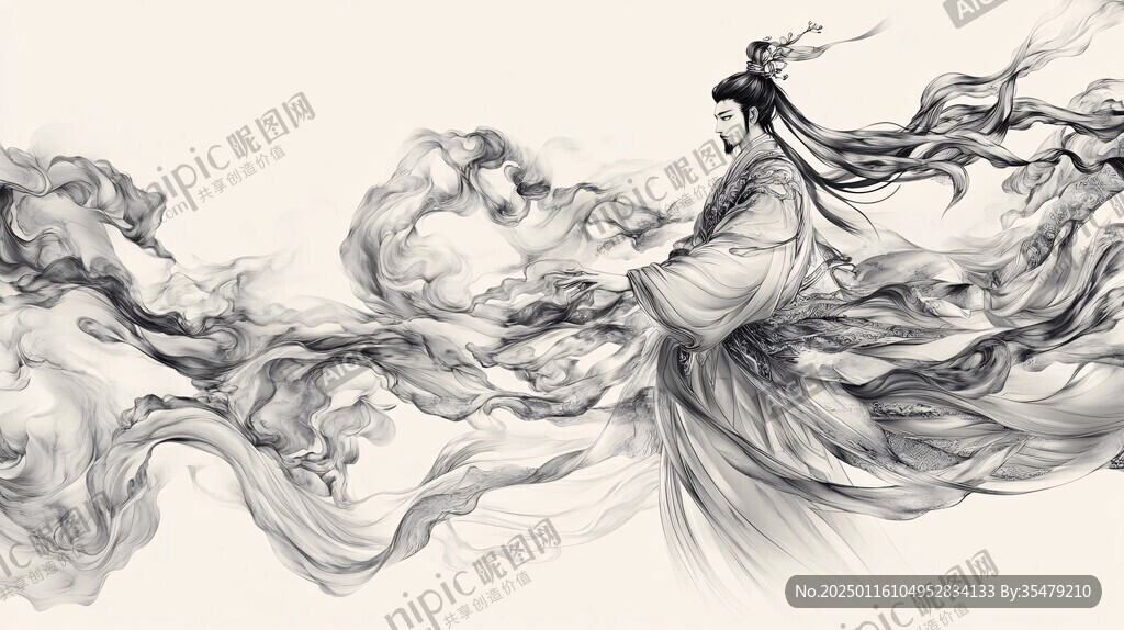 手繪仙女下凡圖