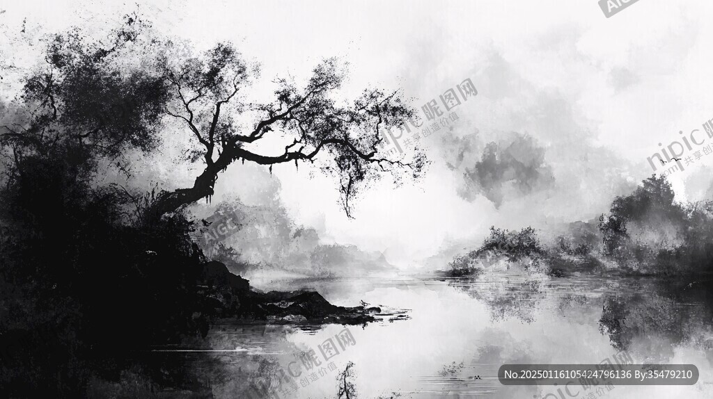 水墨風格韻味墨韻黑白