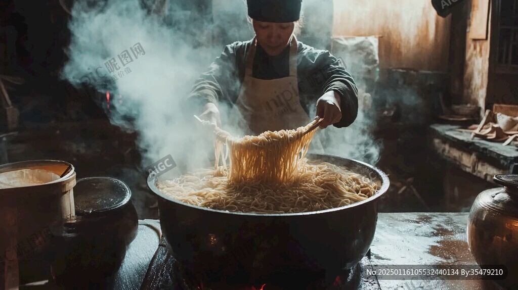 豆花泡饃熬制