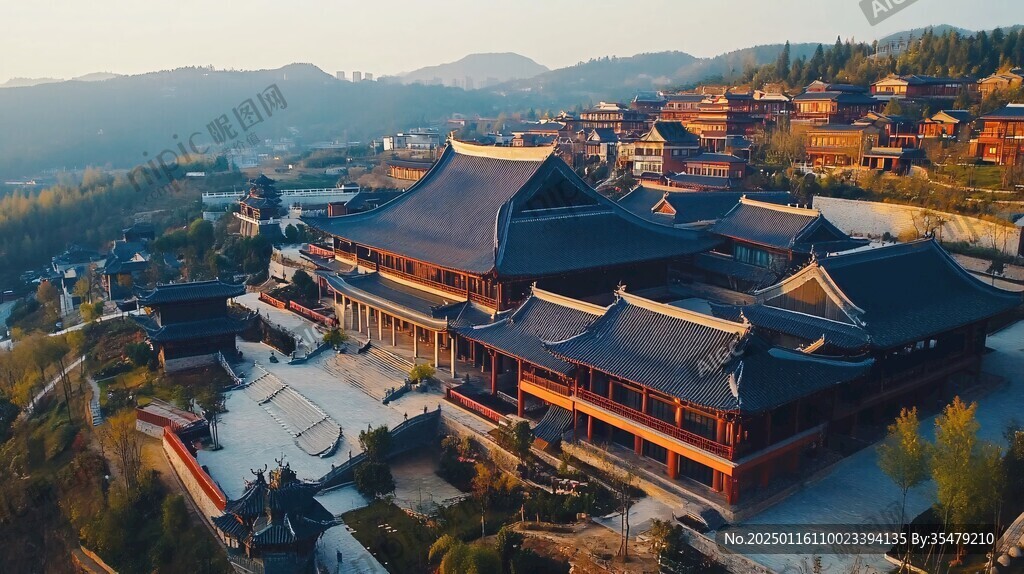 航拍仿宋建筑
