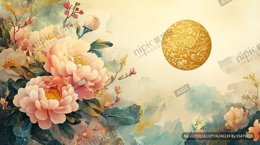 花好月圓包裝插畫