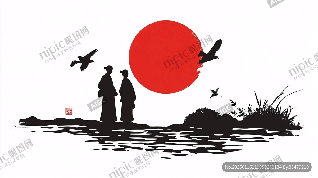 手繪日本水墨日本
