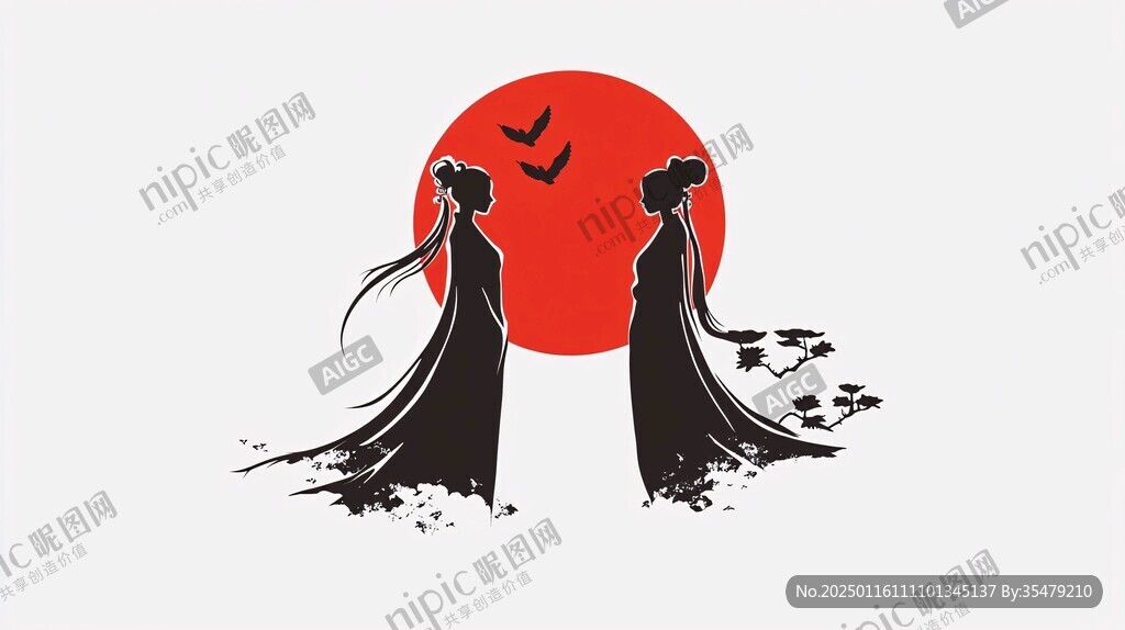 古風(fēng)少女剪影