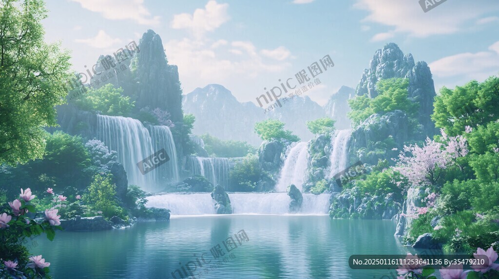美麗山水瀑布