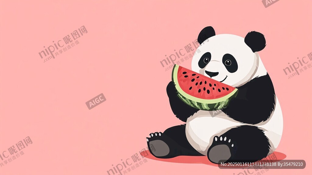 吃西瓜的熊貓