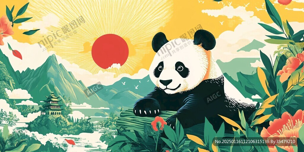 熊貓包裝插畫