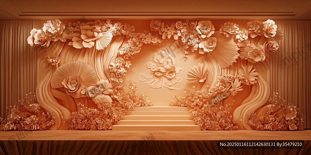 橙色花墻婚禮設(shè)計(jì)