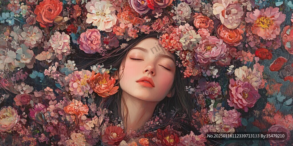 唯美少女與花系列