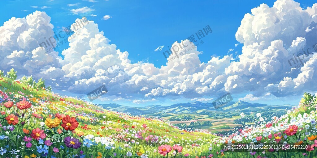 唯美夢(mèng)幻花田場景