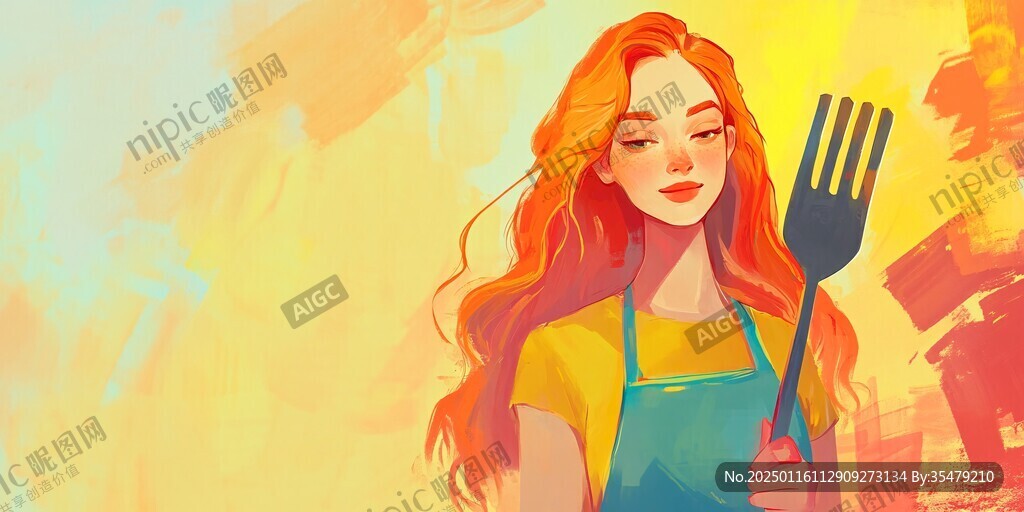 女廚師插畫