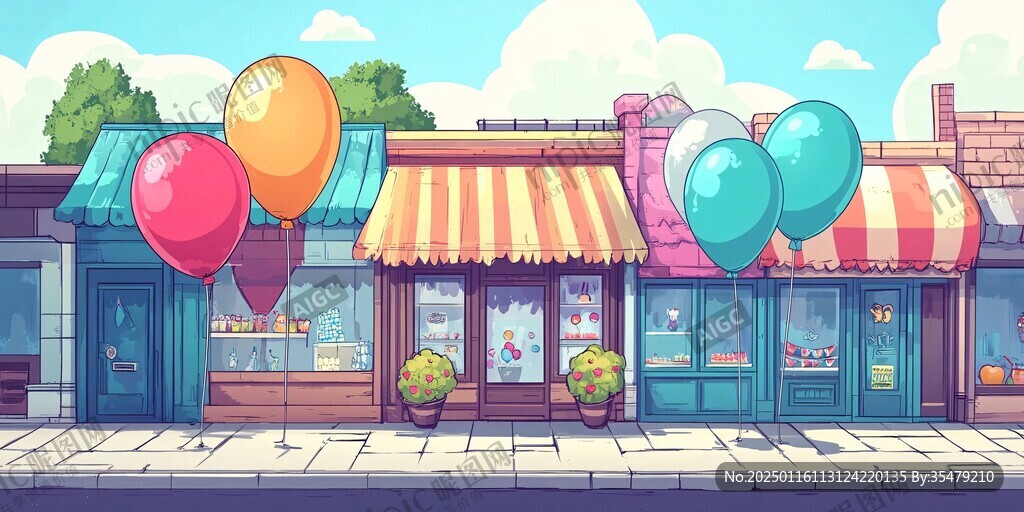 卡通生日汽球場景