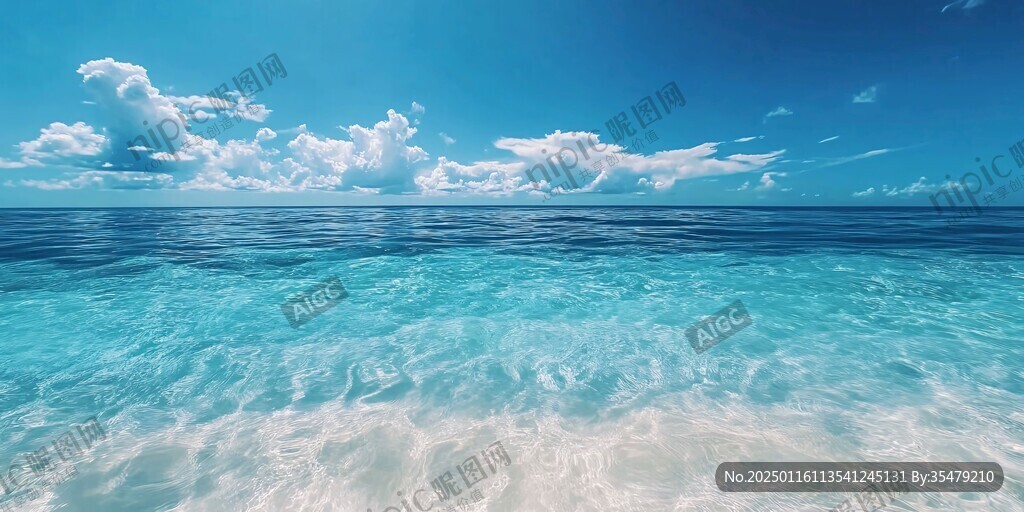 藍天白云碧水海洋海水