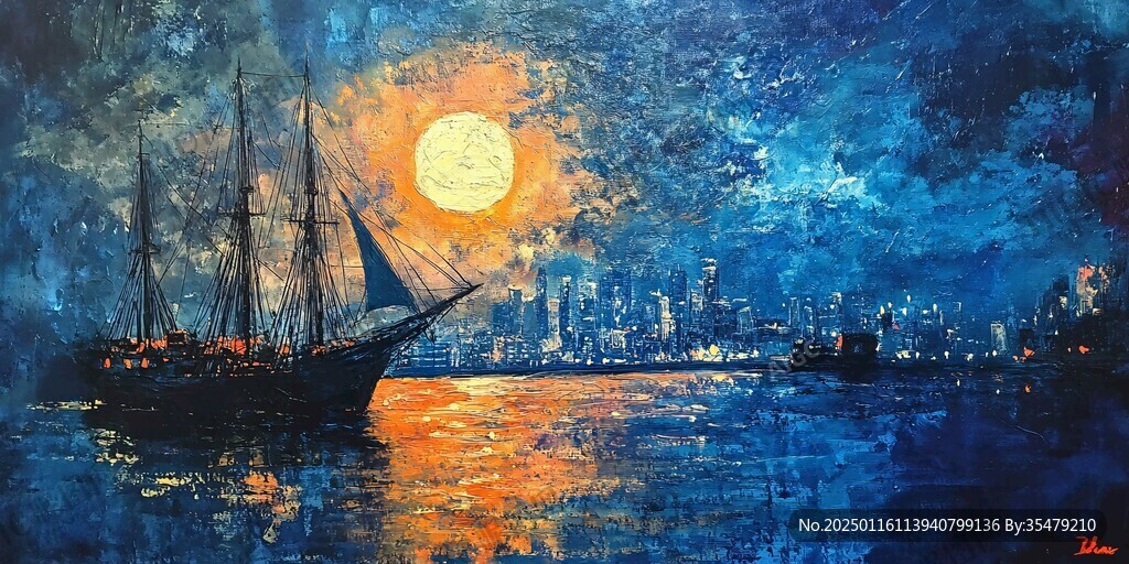 夜景油畫(huà)