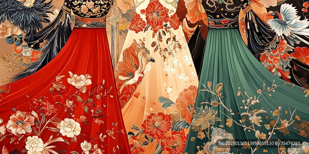 古風女裝服裝面料圖案