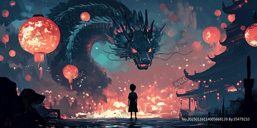 龍年橫版插畫