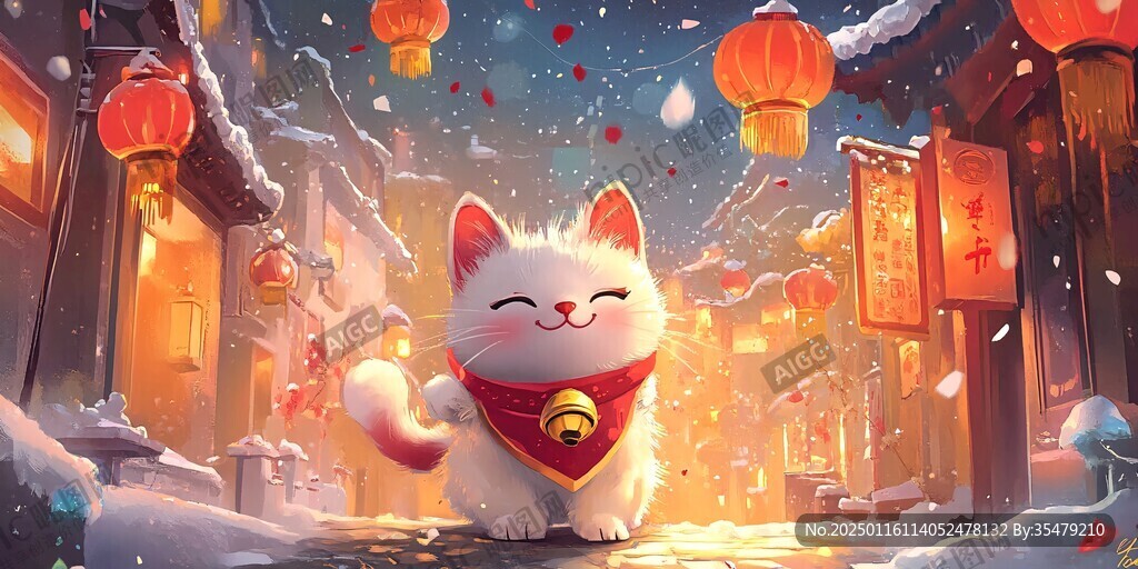 招財(cái)貓文創(chuàng)插畫