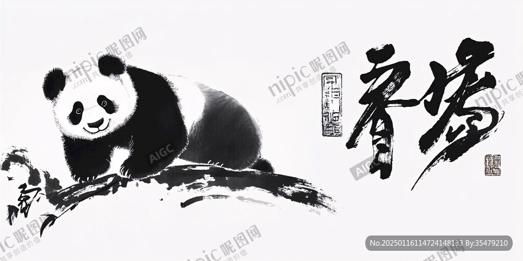 水墨大熊貓